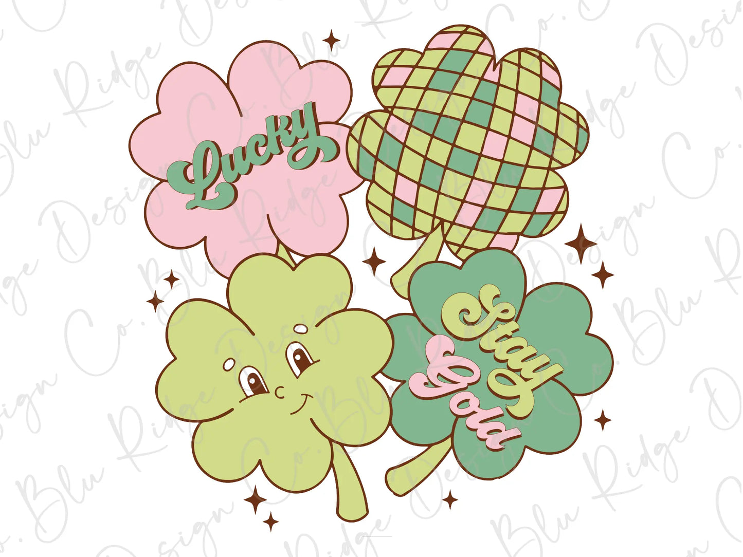 three clovers with the words lucky and lucky on them