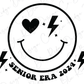 Senior Era 2024 Smiley Face With Trendy Heart and Lightning Bolts Design Direct To Film (DTF) Transfer