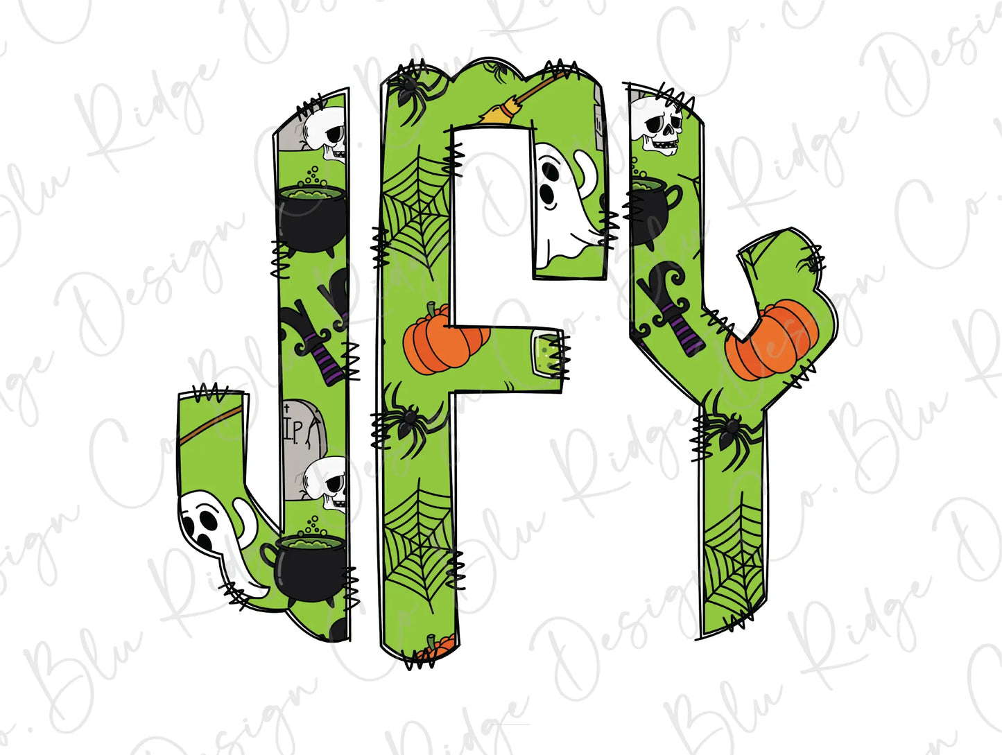 Boys Spooky Halloween Personalized Monogram Design Direct To Film (DTF)