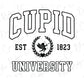 a black and white photo of the logo for cupid university