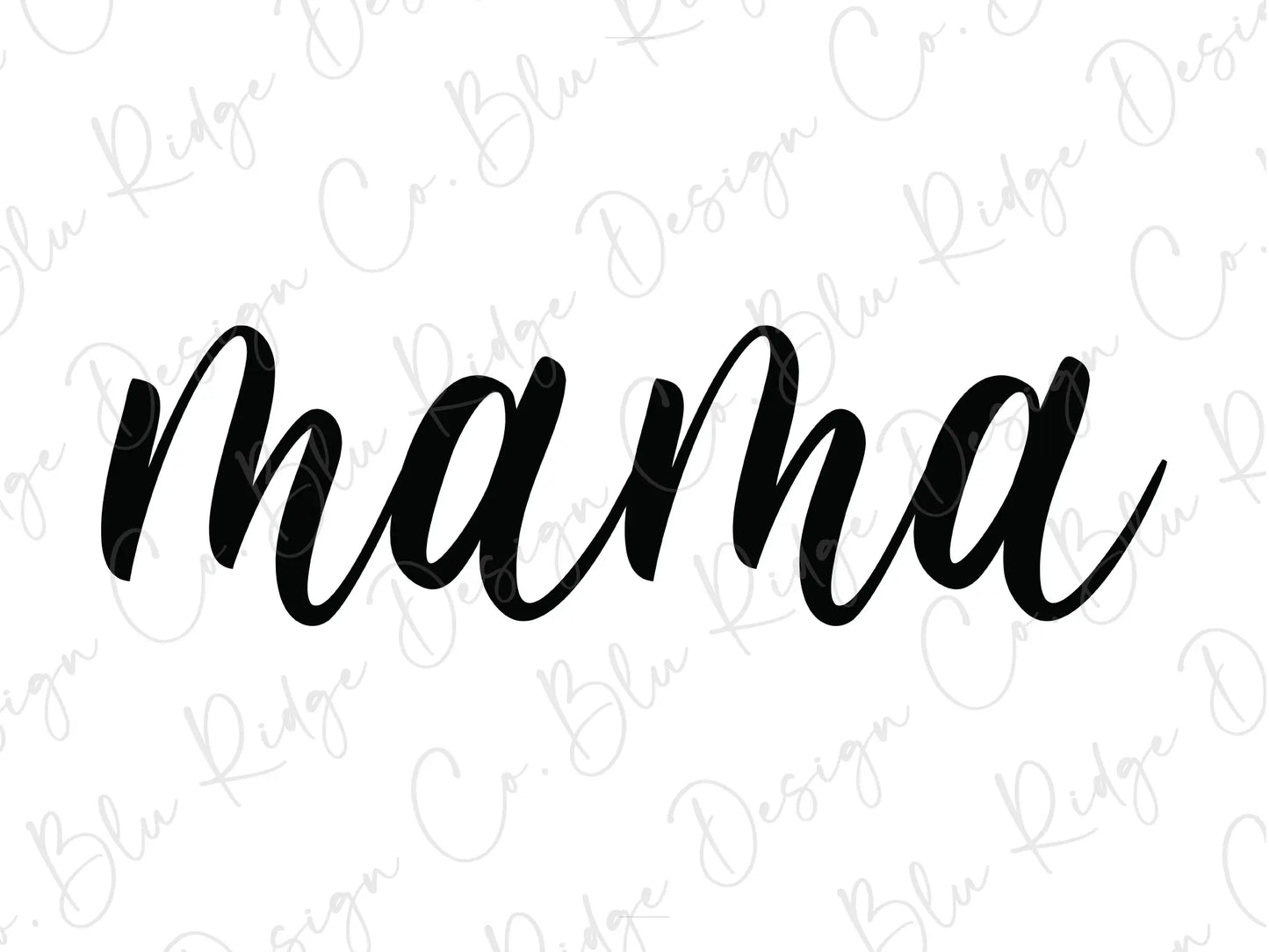 the word mama written in black ink on a white background