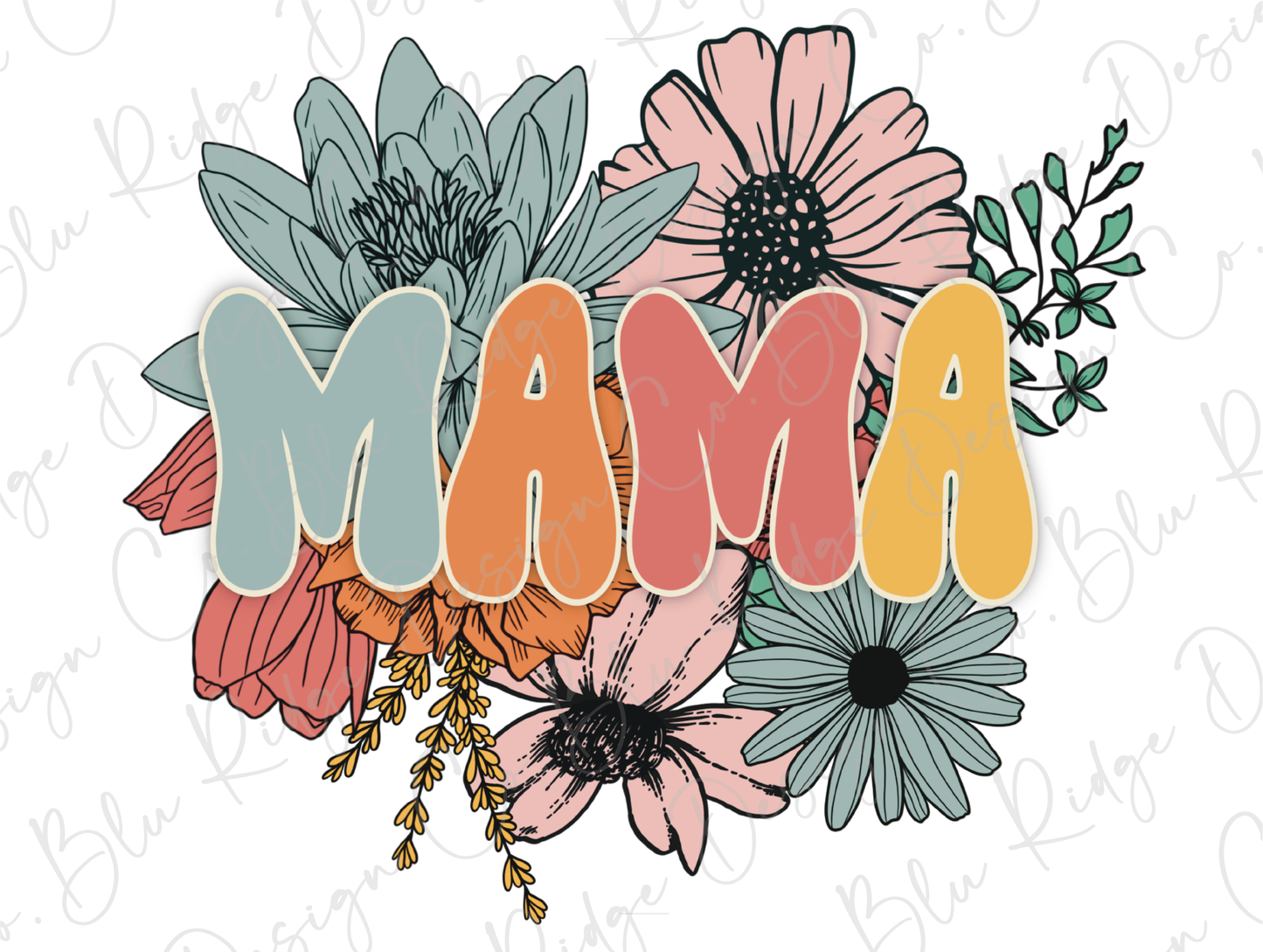 Floral Mama Vintage Design Direct to Film (DTF) Transfer