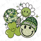 Lucky Vibes Retro Smiley Face Leopard Bolt St Patrick's Day Green Direct To Film (DTF) Transfer