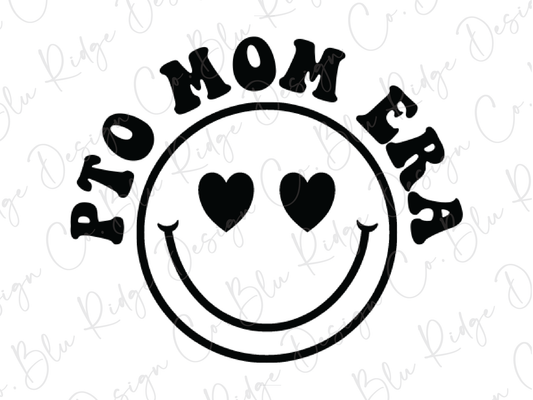 PTO Mom Era Retro Groovy Smiley Face with Hearts Direct To Film (DTF) Transfer