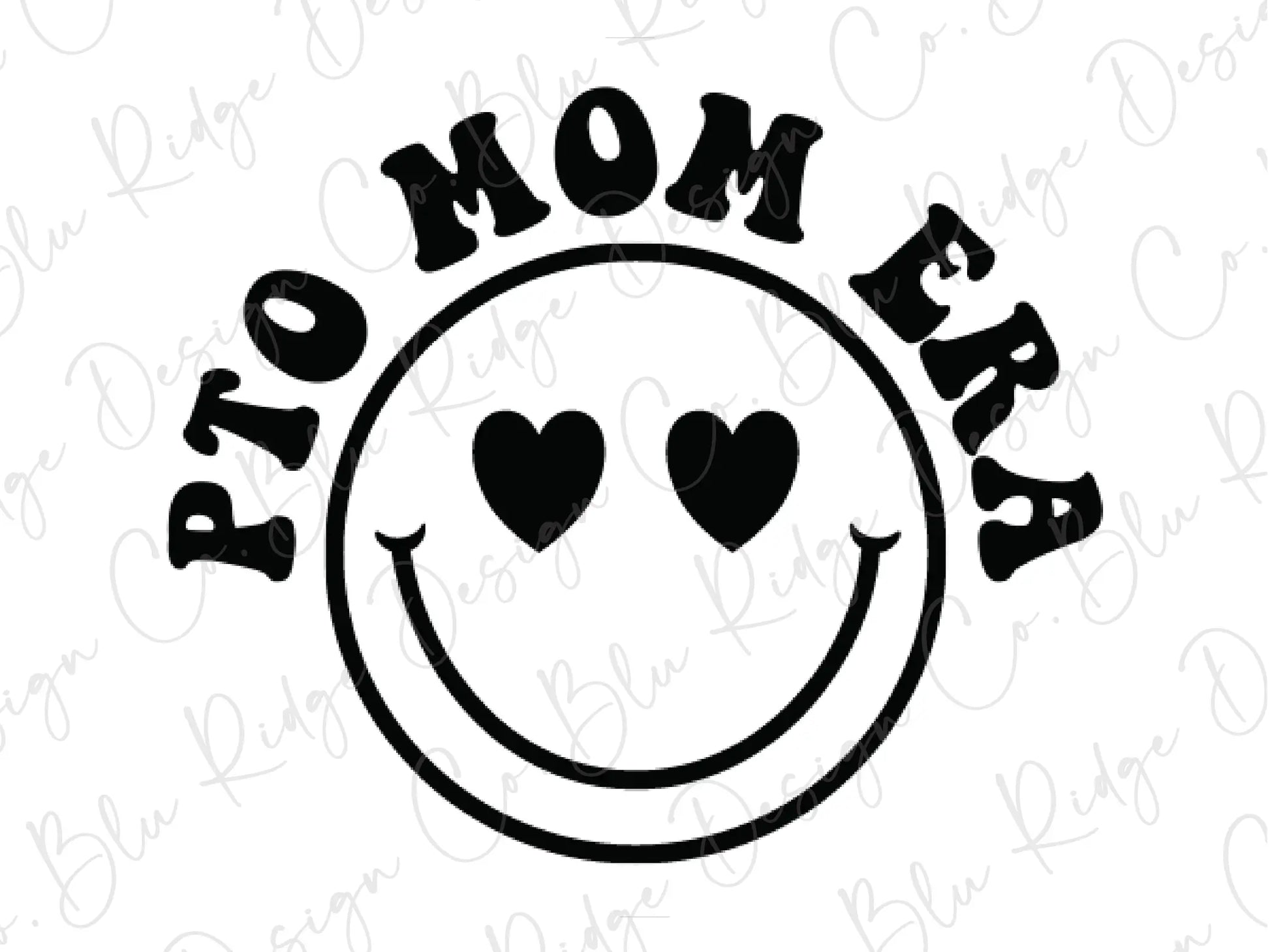 PTO Mom Era Retro Groovy Smiley Face with Hearts Direct To Film (DTF) Transfer BluRidgeDesignCo