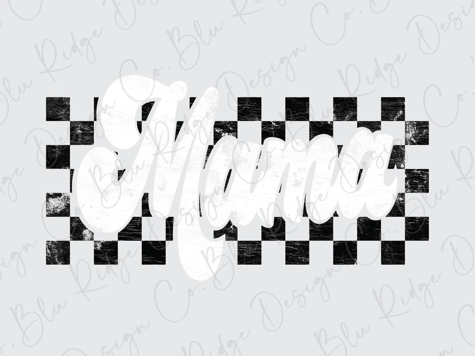 a black and white checkered background with the word mom on it