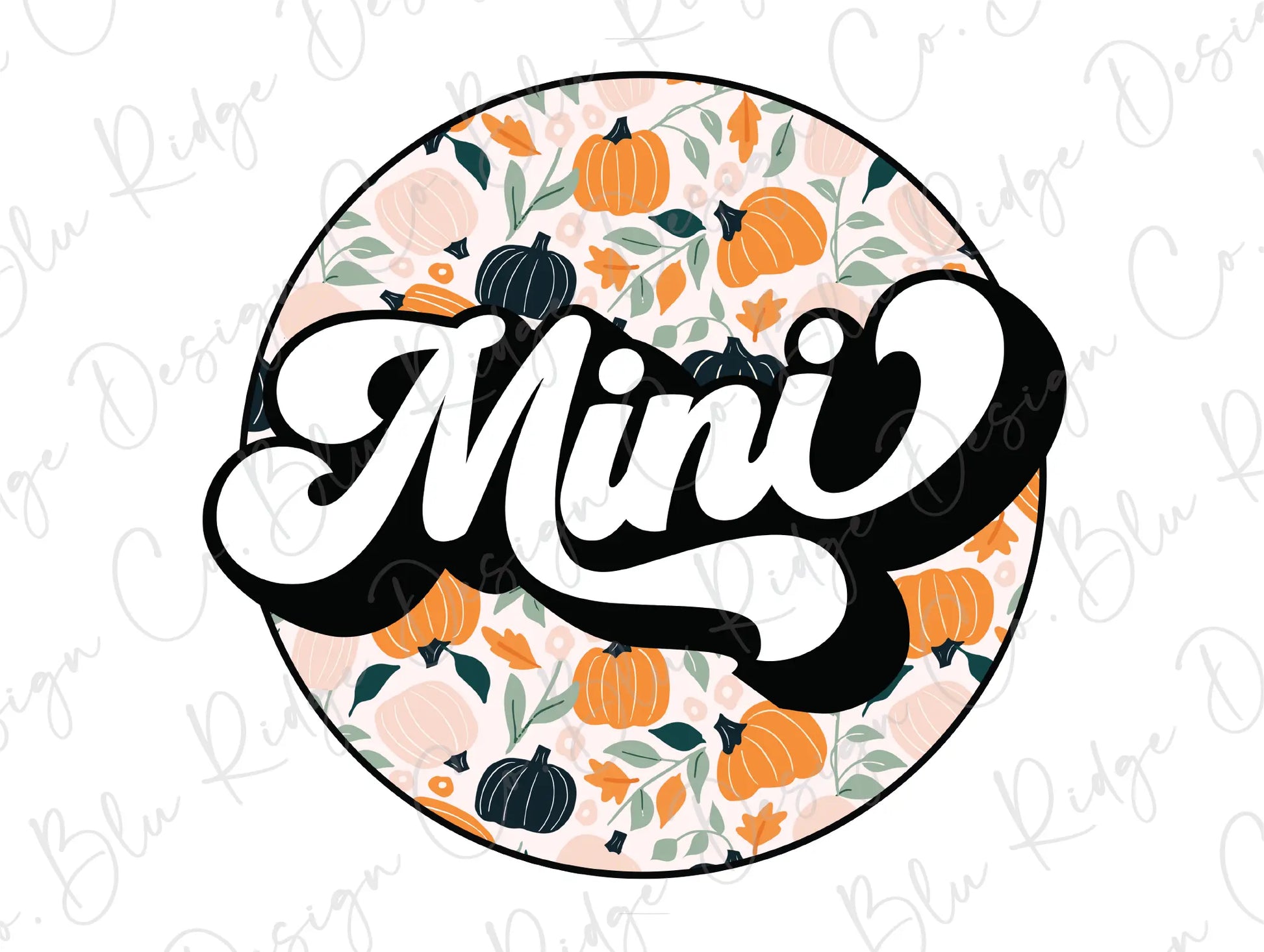 Mini Retro Floral Fall Pumpkins Direct to Film (DTF) Transfer BluRidgeDesignCo