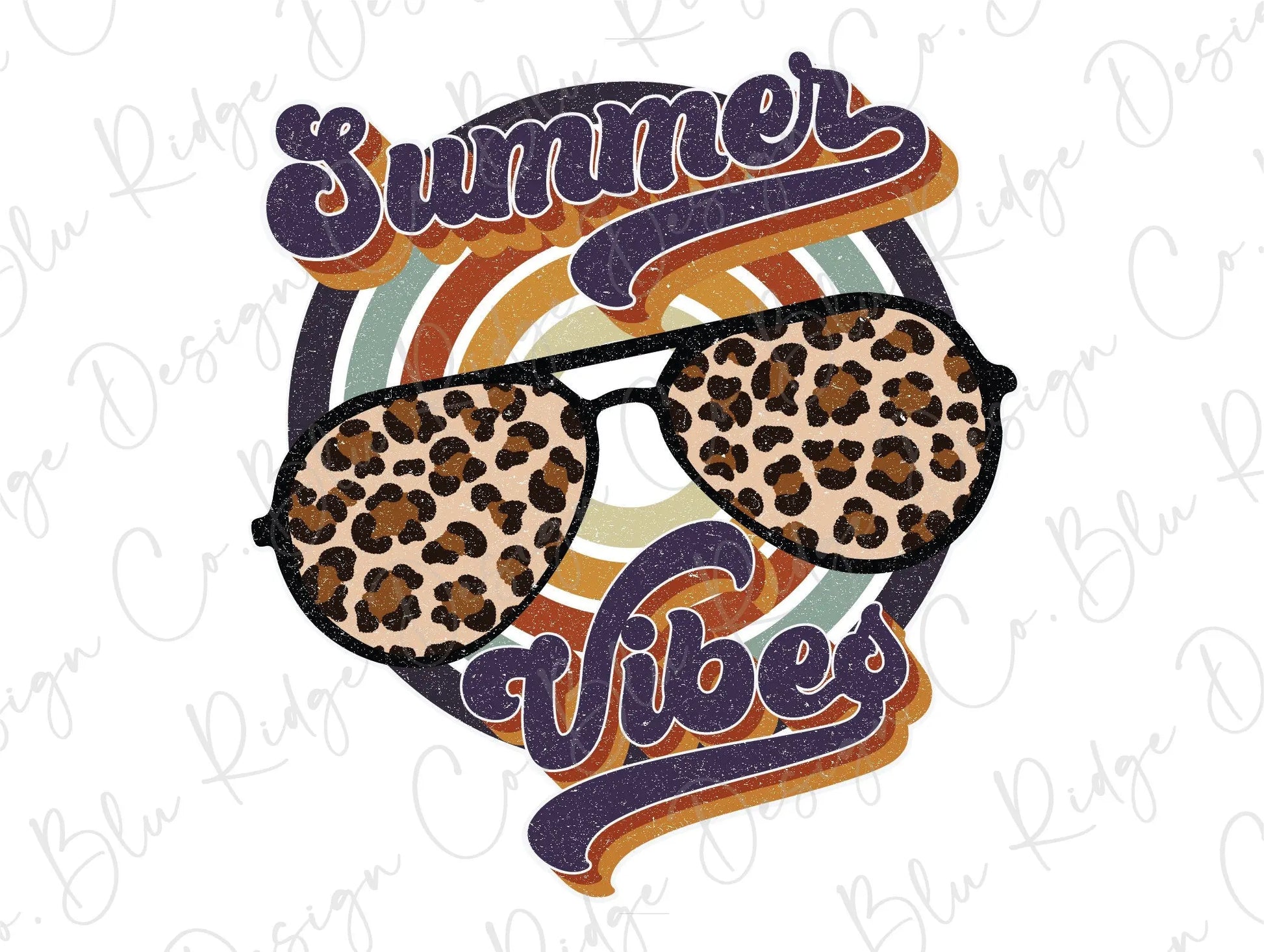 Summer Vibes Leopard Sunglasses Retro Direct to Film (DTF) Transfer BluRidgeDesignCo