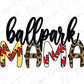 Ballpark Mama with Leopard Softball and Baseball letters Direct to Film (DTF) Transfer