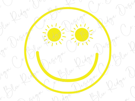 Smiley Face Sun Summer Direct to Film (DTF) Transfer BluRidgeDesignCo