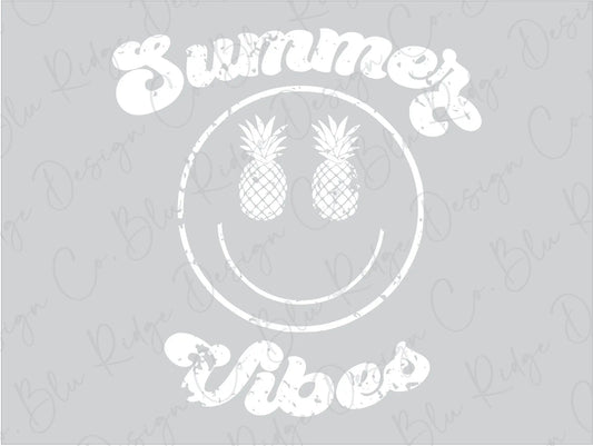 Summer Vibes Smiley Face Direct to Film (DTF) Transfer BluRidgeDesignCo