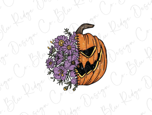 Sorta Sweet Sorta Spooky Floral Halloween Pumpkin Direct to Film (DTF) Transfer