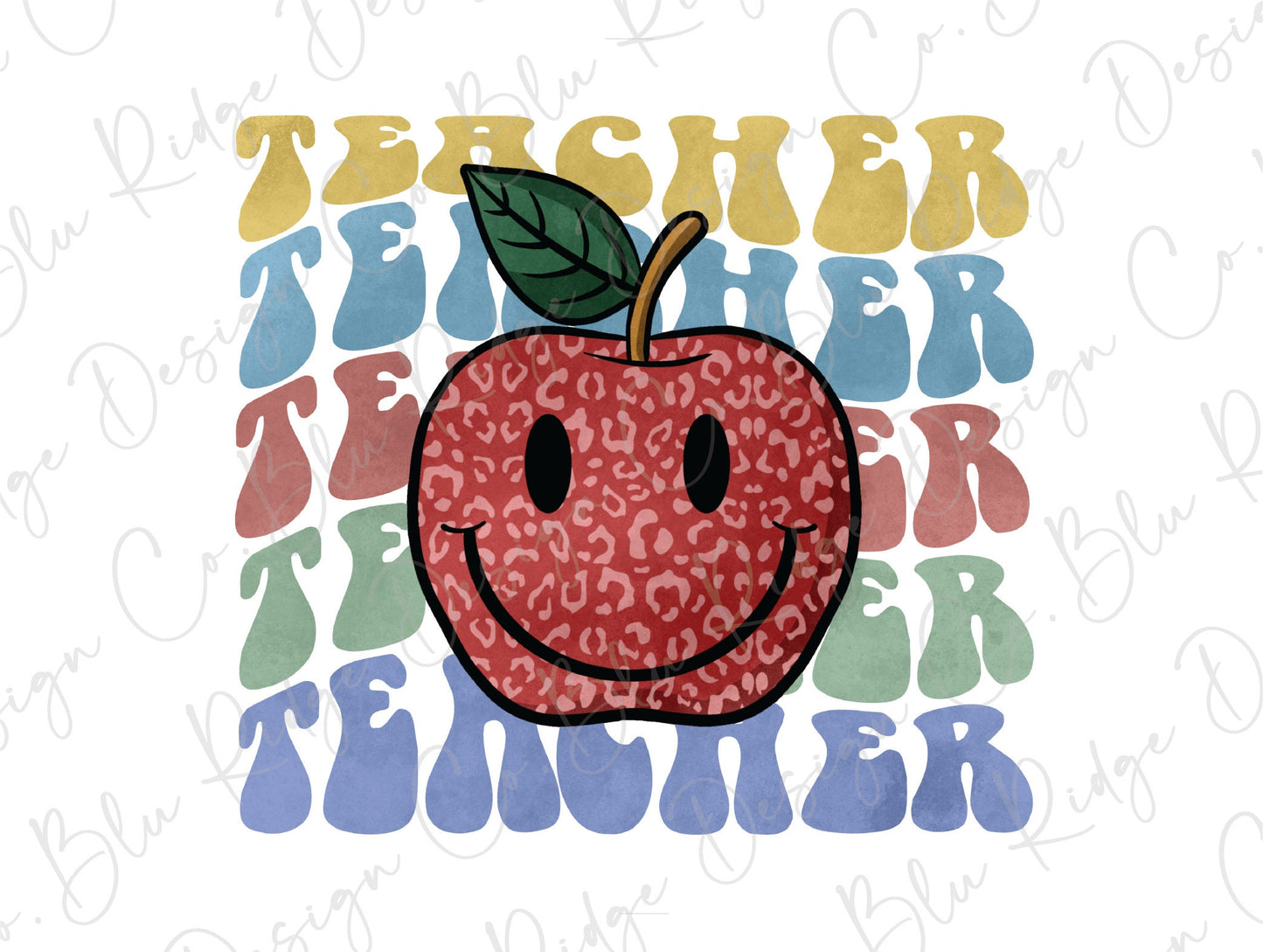 Leopard Apple Teacher Teacher Direct To Film (DTF) Transfer