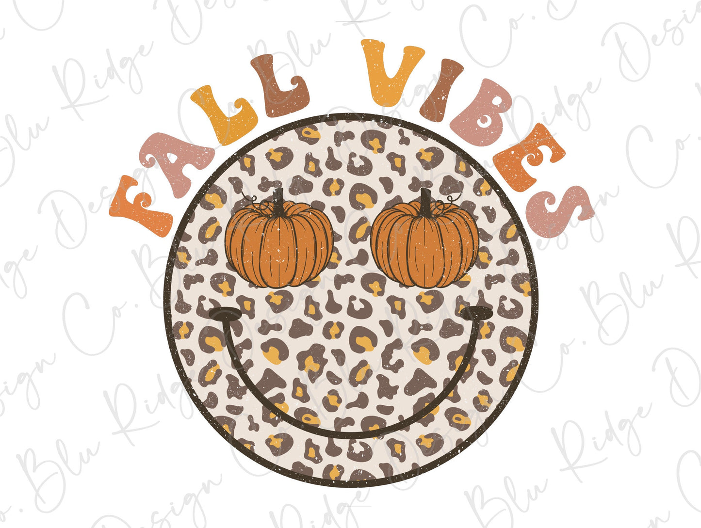 Fall Vibes Leopard Smiley Face Boho Pumpkin Sunglasses Direct To Film (DTF) Transfer
