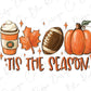 Tis The Season Football Pumpkins Latte Direct to Film (DTF) Transfer