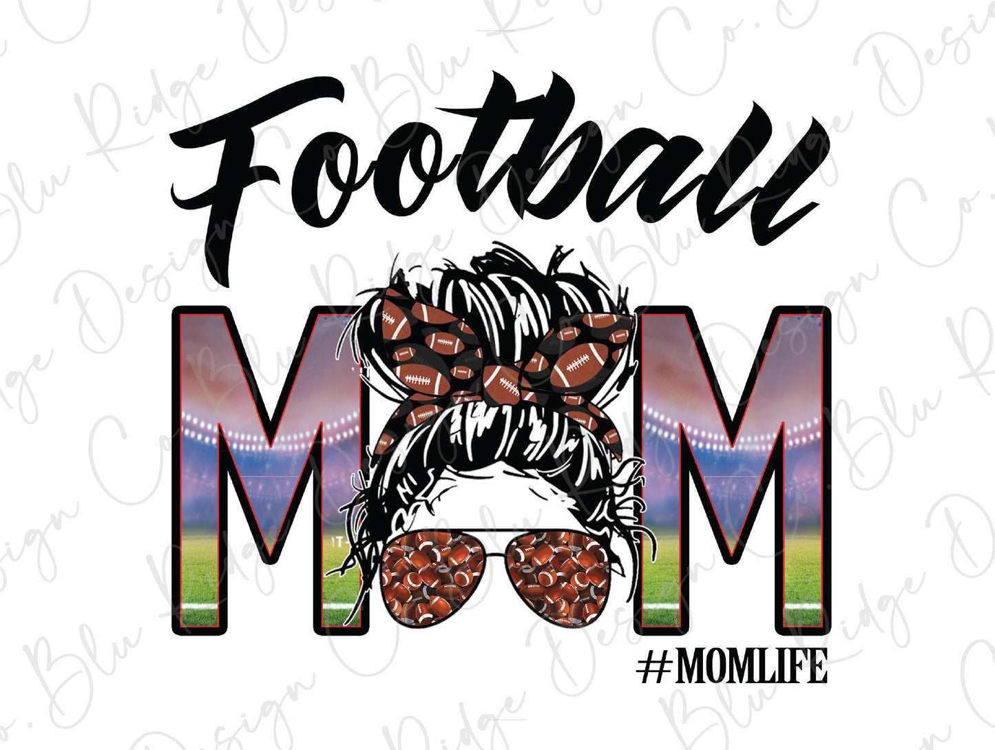 Leopard Football Mom Messy Bun Direct To Film (DTF) Transfer