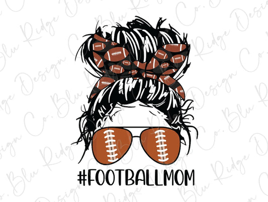 Leopard Football Sunglasses Mom Messy Bun Direct To Film (DTF) Transfer