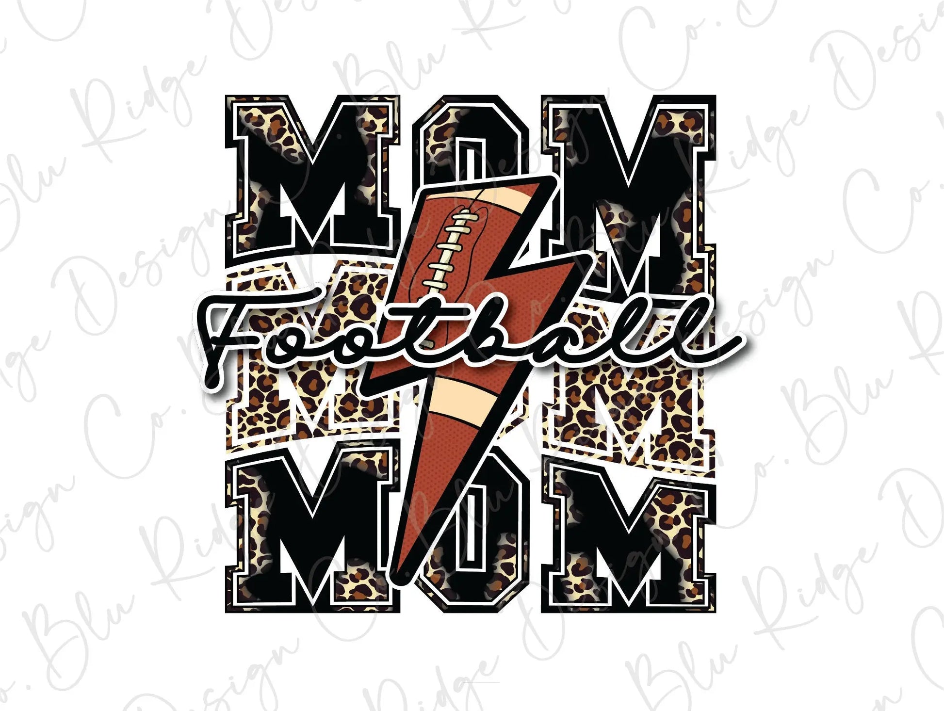 Leopard Football Mom Lightning Bolt Direct To Film (DTF) Transfer BluRidgeDesignCo