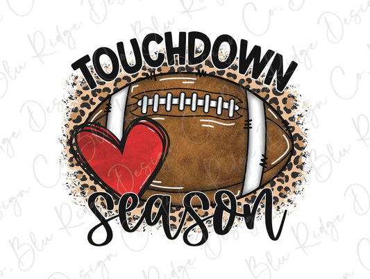 Leopard Heart Touchdown Season Football Direct To Film (DTF) Transfer BluRidgeDesignCo