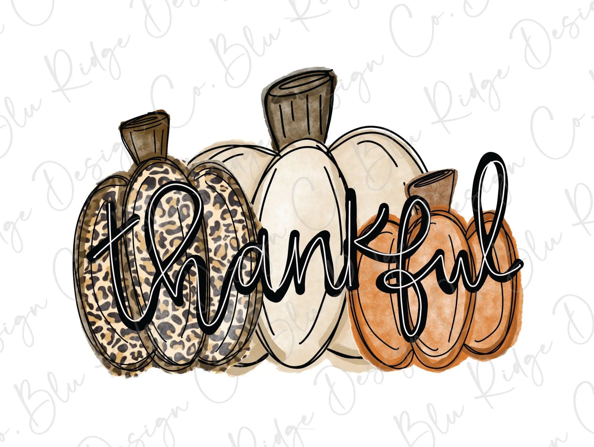 Thankful Leopard Pumpkin Direct to Film (DTF) Transfer BluRidgeDesignCo