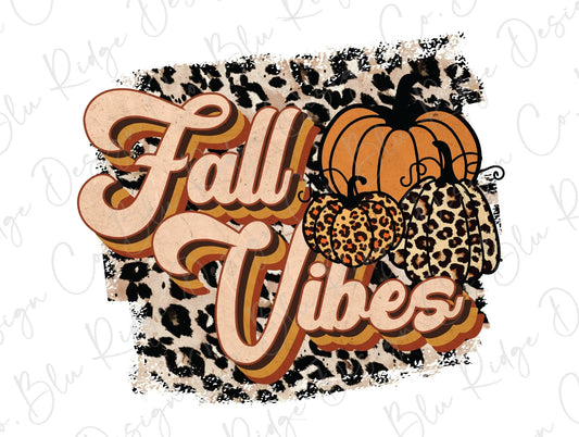 Leopard Fall Vibes with Pumpkins Direct To Film (DTF) Transfer BluRidgeDesignCo