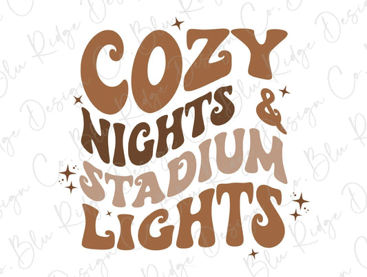 Cozy Nights and Stadium Lights Football Direct To Film (DTF) Transfer BluRidgeDesignCo