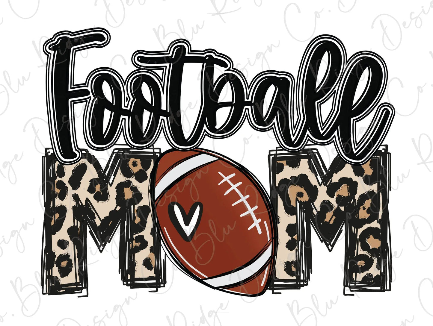 Leopard Football Mom Direct To Film (DTF) Transfer BluRidgeDesignCo