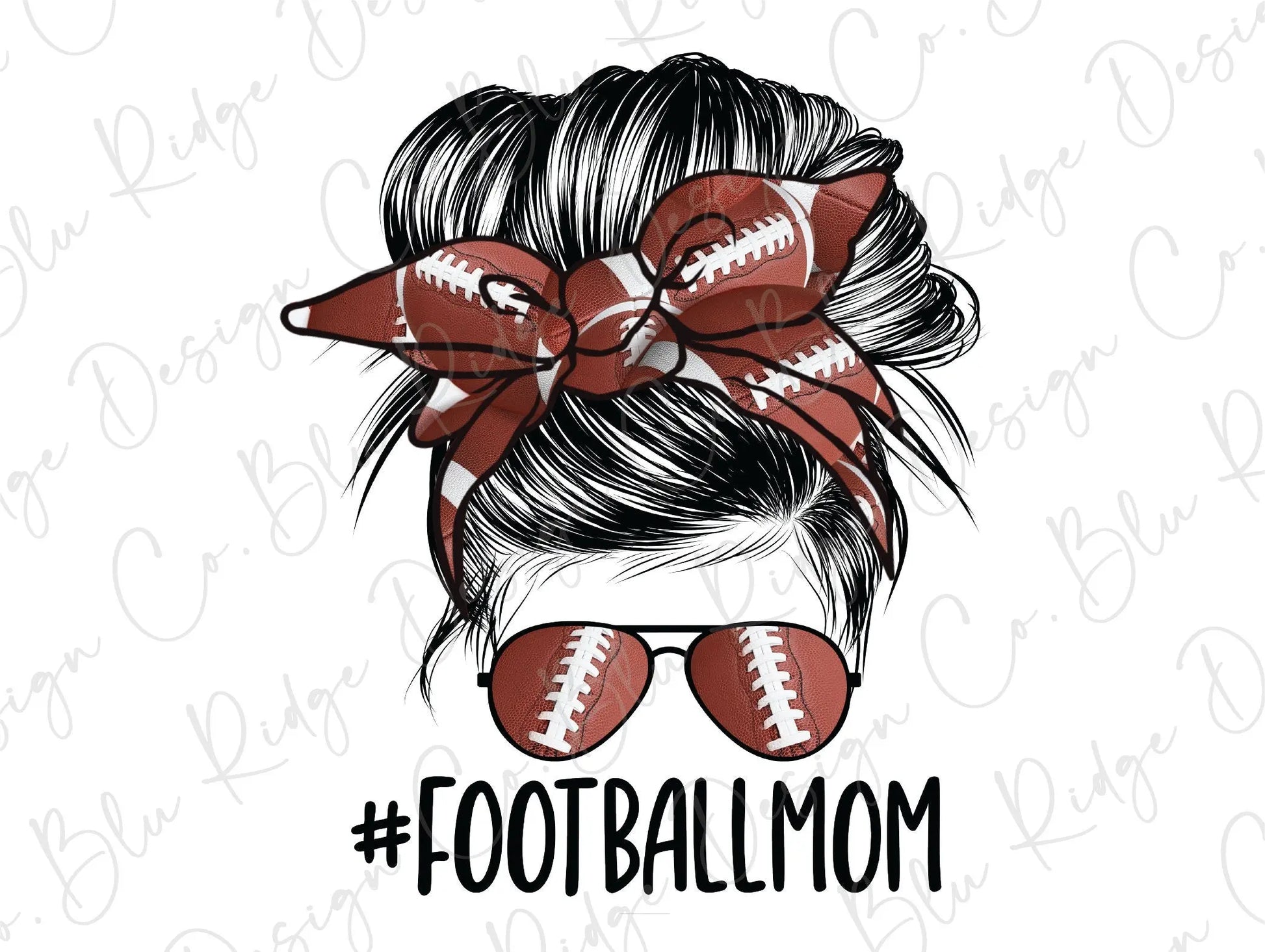 Leopard Football Mom Messy Bun Football Bow Direct To Film (DTF) Transfer BluRidgeDesignCo