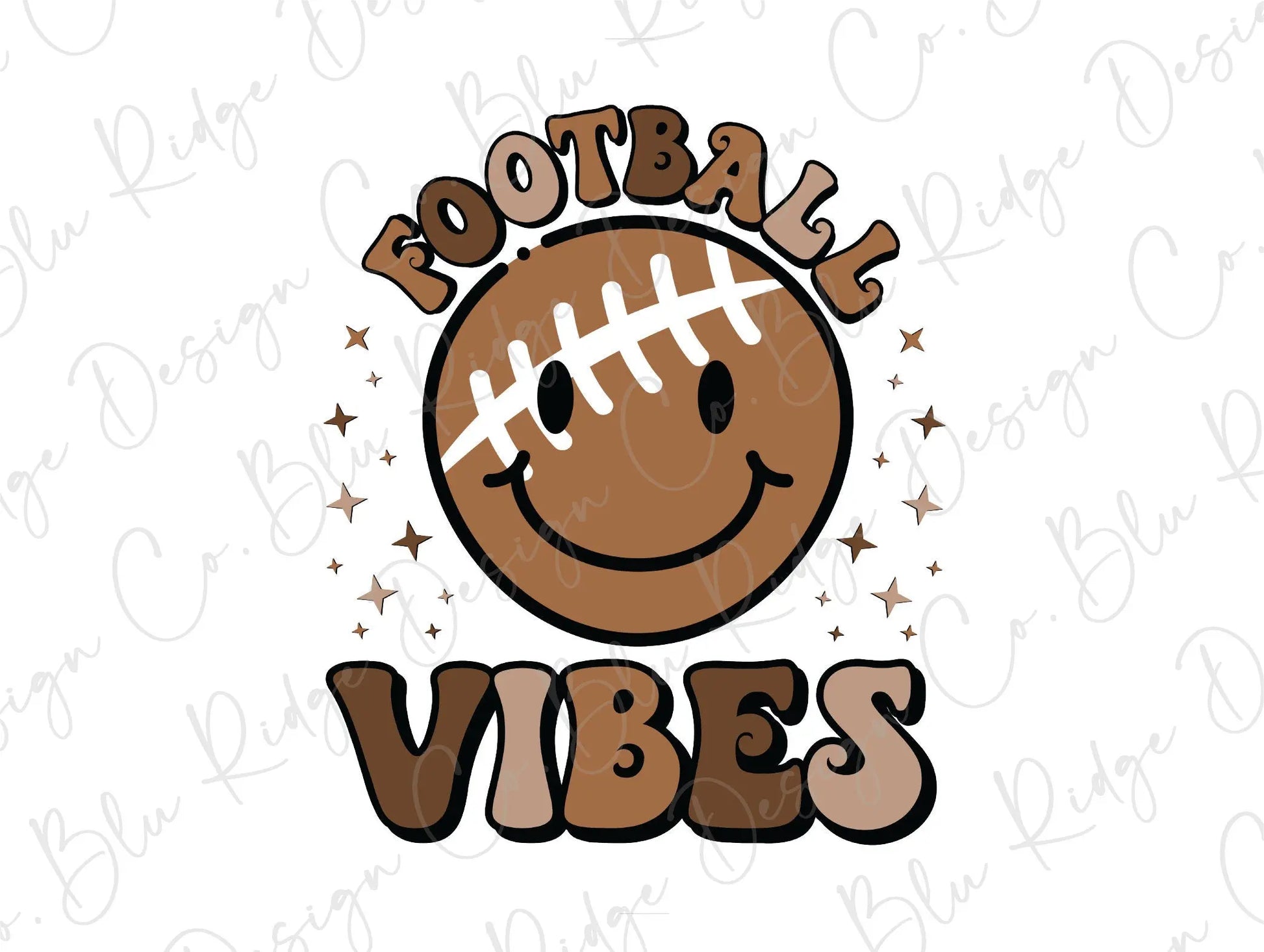 Football Vibes Smiley Face Direct To Film (DTF) Transfer BluRidgeDesignCo