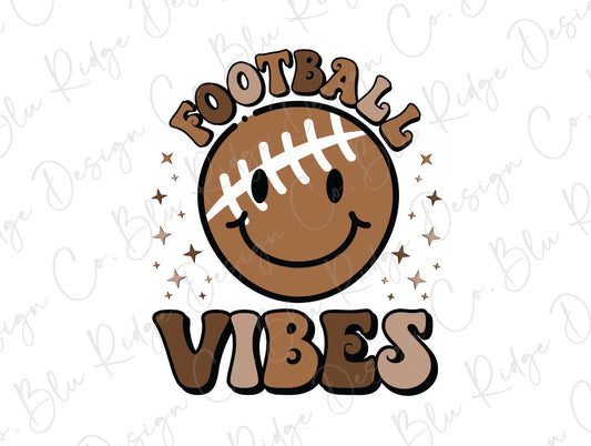 Football Vibes Smiley Face Direct To Film (DTF) Transfer BluRidgeDesignCo