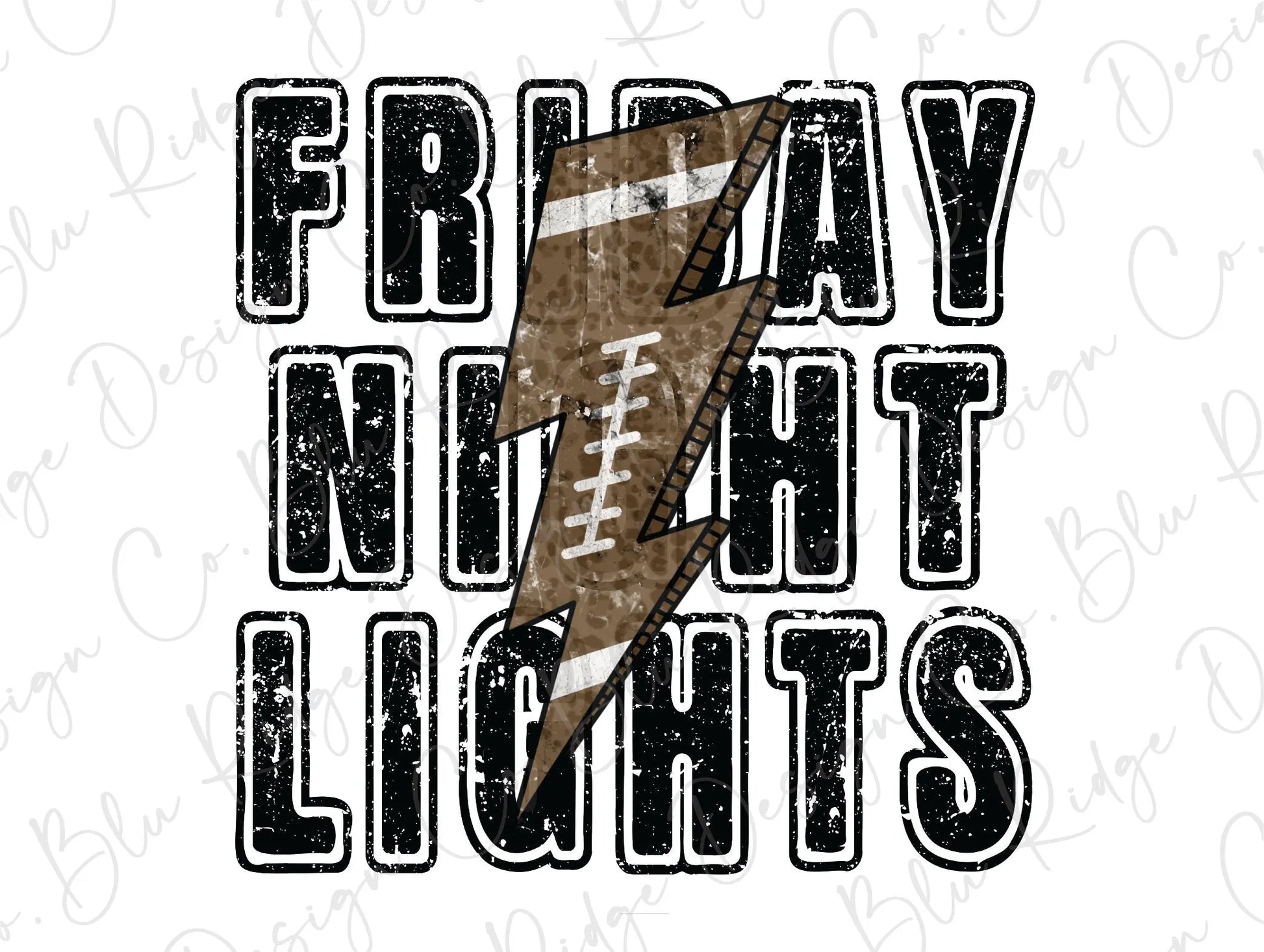 Friday Night Lights Lightning Bolt Football Direct To Film (DTF) Transfer BluRidgeDesignCo