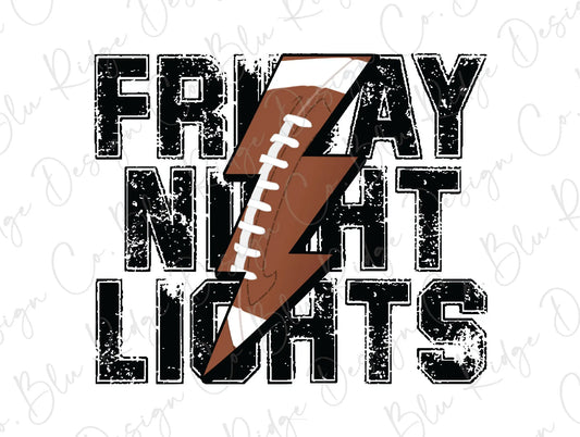 Friday Night Lights Football Lightning Bolt Direct To Film (DTF) Transfer BluRidgeDesignCo