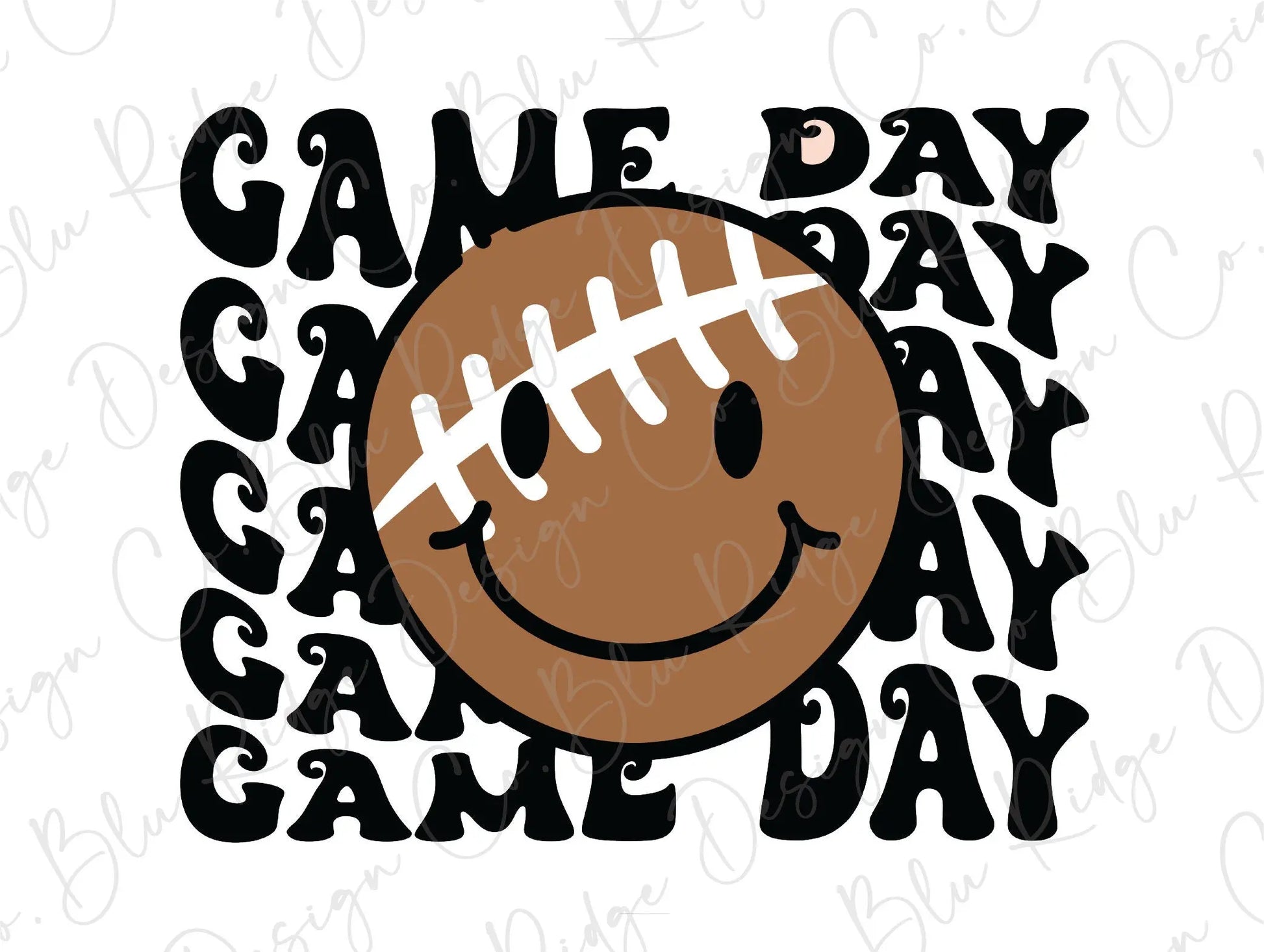 Game Day Football Smiley Face Direct To Film (DTF) Transfer BluRidgeDesignCo