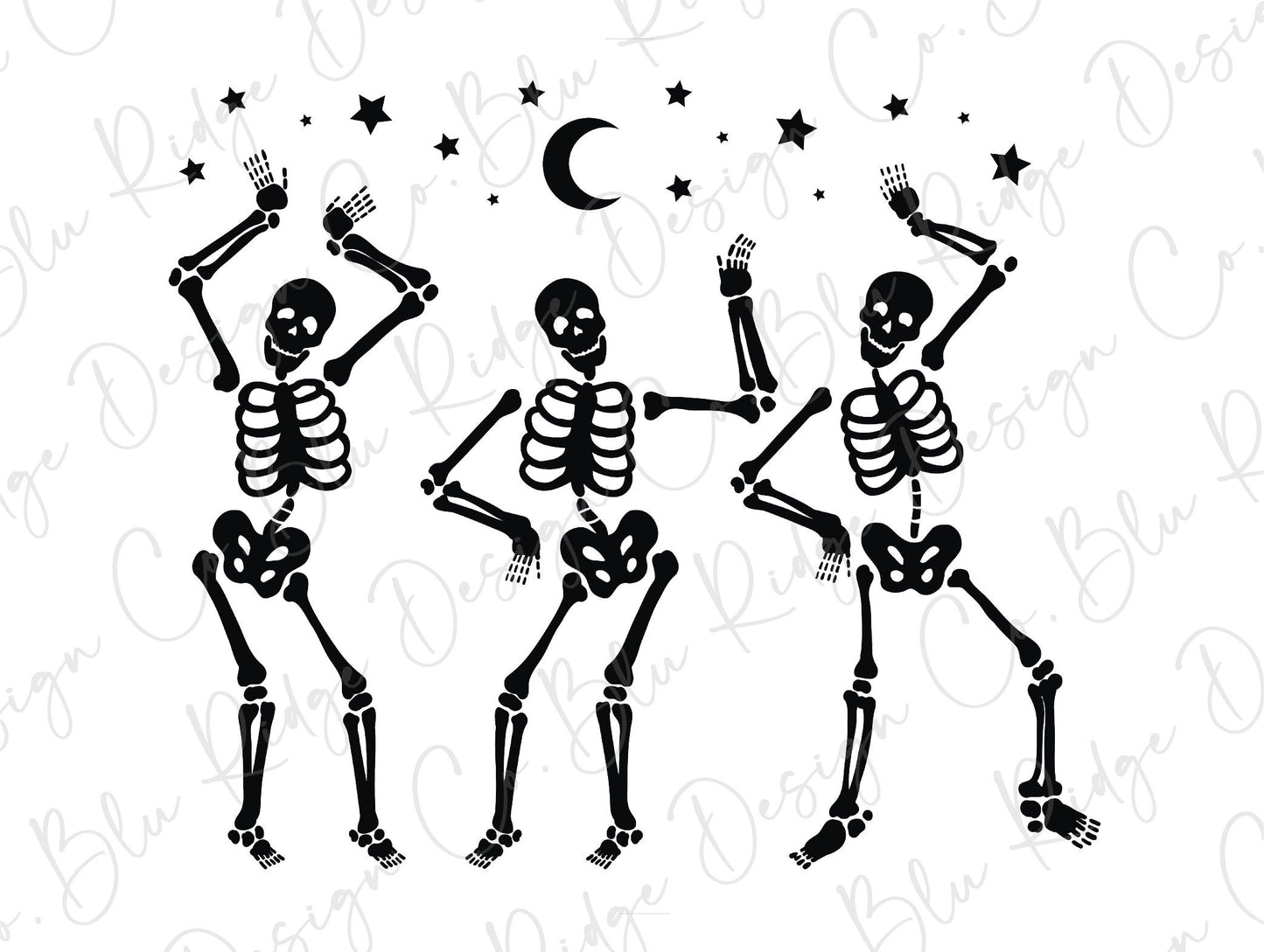 Dancing Skeletons Solid Halloween Direct To Film (DTF) Transfer