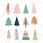 Boho Christmas Tree Collage Direct To Film (DTF) Transfer