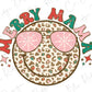 Merry Mama Leopard Smiley Sunglass face Retro Direct to Film (DTF) Transfer