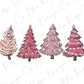 Pink Christmas Trees Direct to Film (DTF) Transfer