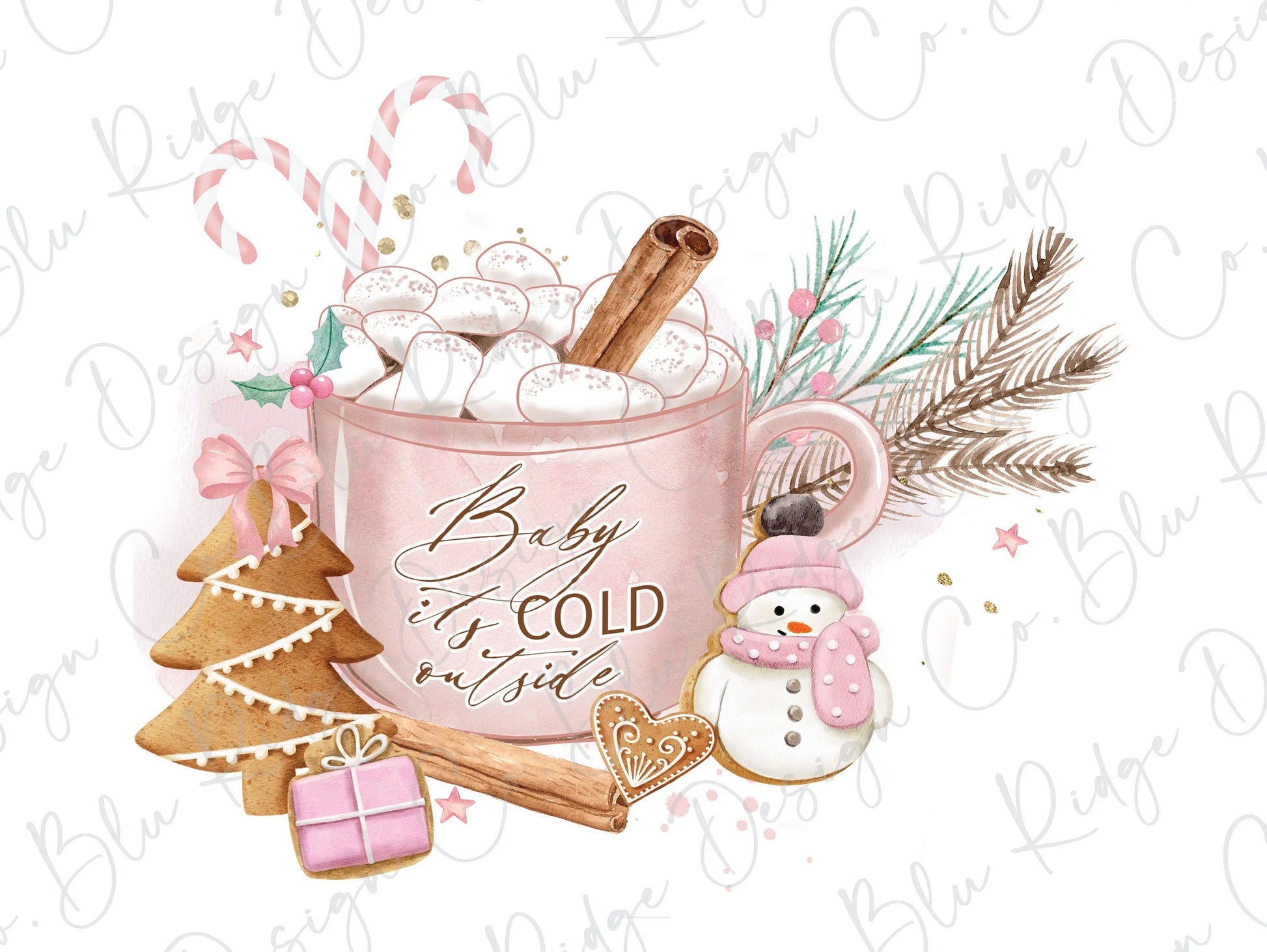 Baby It's Cold Outside Hot Chocolate Direct Film transfer (DTF) transfer BluRidgeDesignCo