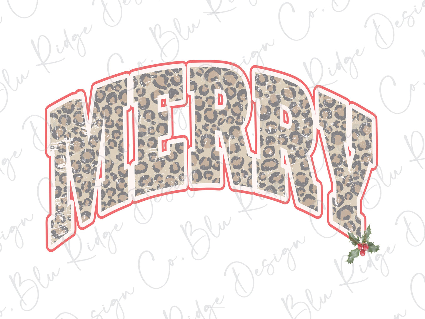 Merry Christmas Leopard Banner Direct to Film (DTF) Transfer