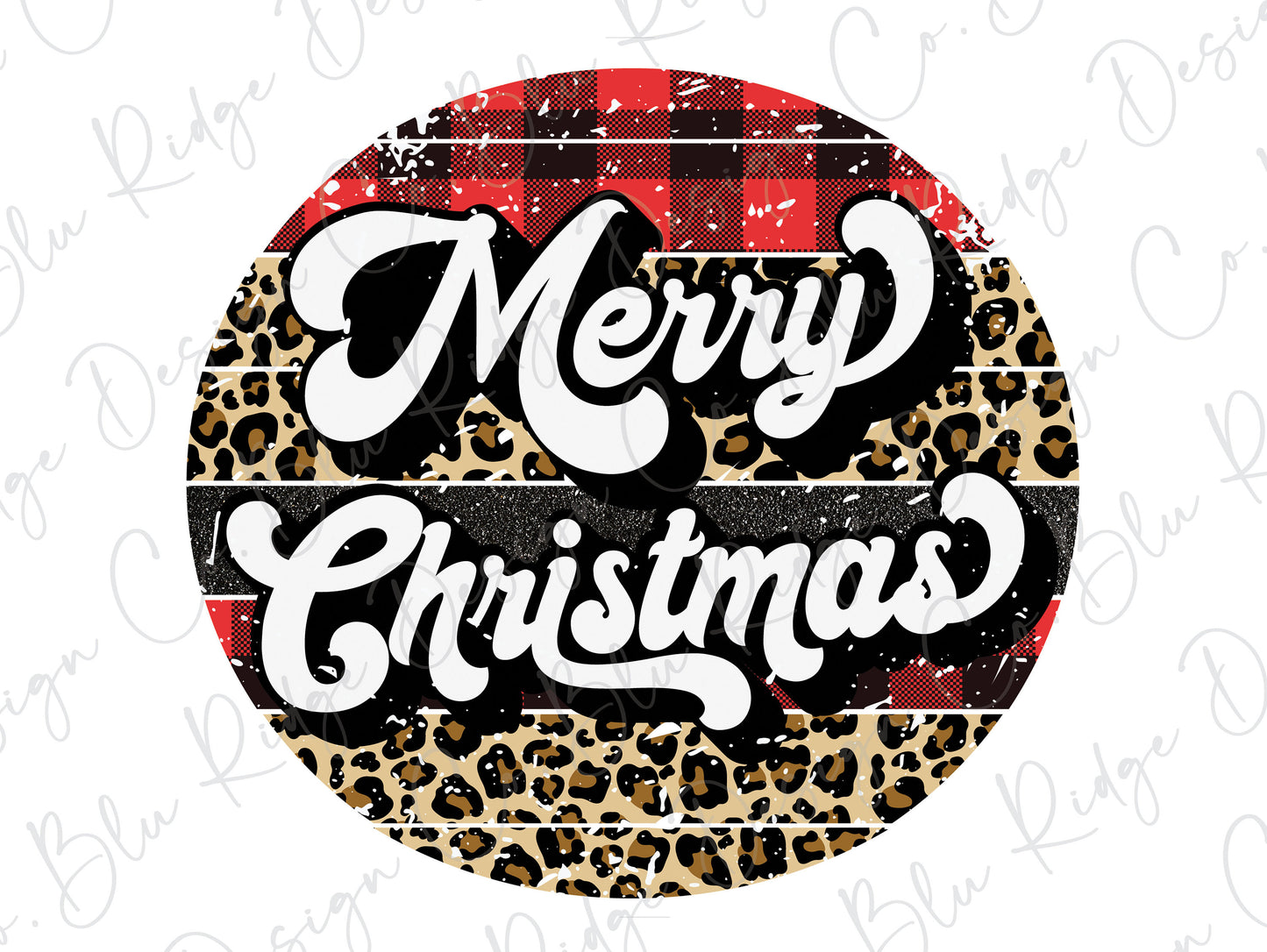 Merry Christmas Leopard Plaid Retro Direct to Film (DTF) Transfer