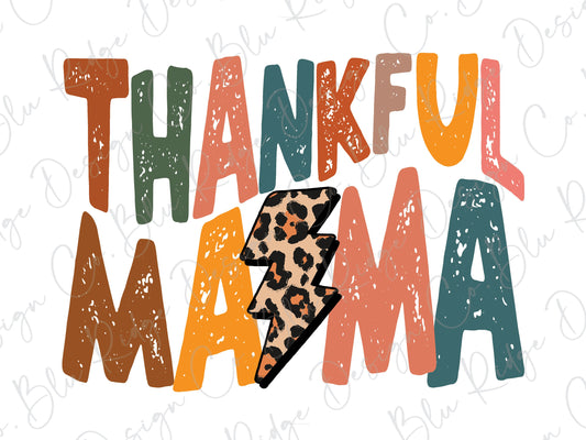 Thankful Mama Colorful Leopard Lightning Bolt Direct to Film (DTF) Transfer
