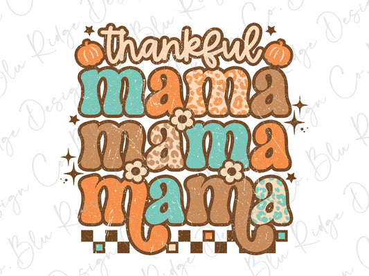 Thankful Fall Mama Mama Colorful Direct to Film (DTF) Transfer BluRidgeDesignCo