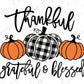 Thankful Grateful Blessed Checkered Pumpkin Direct to Film (DTF) Transfer