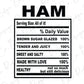 Thanksgiving Soul Food Nutrition Label Ham Direct to Film (DTF) Transfer