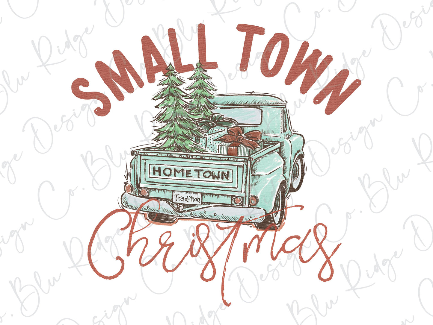 Small Town Christmas Truck Direct to Film (DTF) Transfer