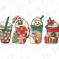 Christmas Red Candy Snowman Coffee Direct To Film (DTF) Transfer