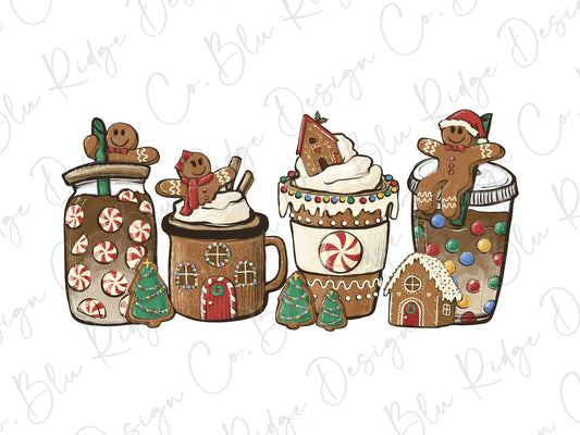 Christmas Gingerbread Man Latte Drink Direct To Film (DTF) Transfer BluRidgeDesignCo