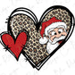 Santa Claus Leopard Heart Direct to Film (DTF) Transfer