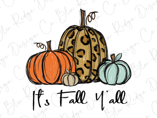 Its Fall Yall Leopard Pumpkins Direct To Film (DTF) Transfer BluRidgeDesignCo