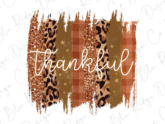 Thankful Leopard Plaid Glitter Fall Background Direct to Film (DTF) Transfer